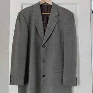 Donna Karan Signature Gray Phantom Plaid Wool Three Button Sport Coat 44R